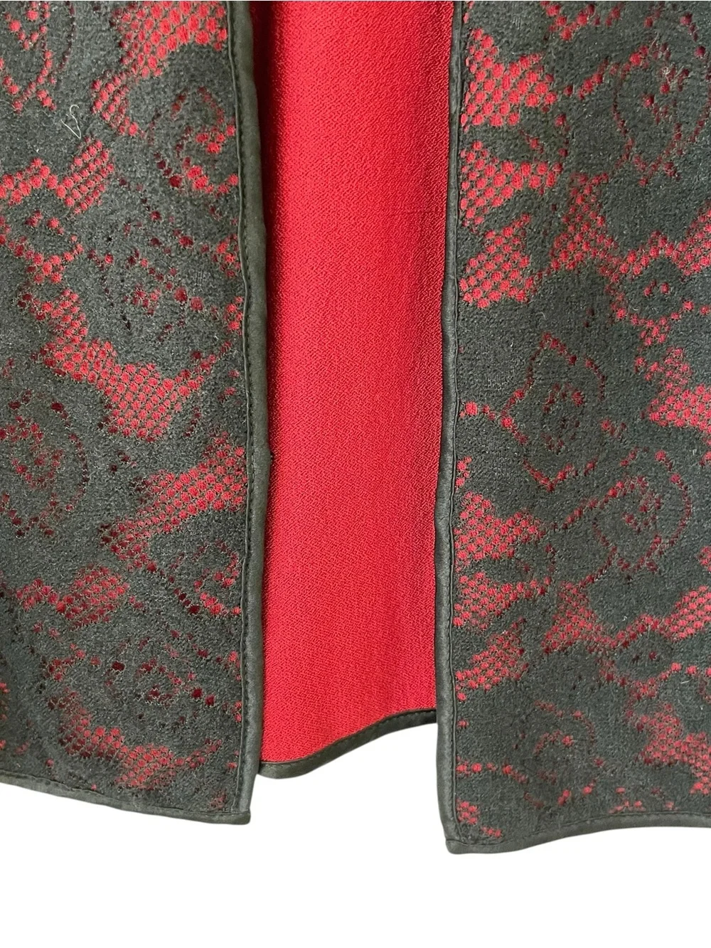 Jones New York Red and Black Lace Overlay Jacket